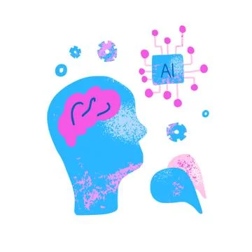 Cognitive science concept. Set of vector elements in doodle style. Stock Illustration