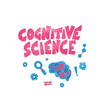 Cognitive science concept. Vector elements in flat style and quote. Stock Illustration