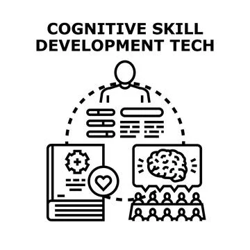 Cognitive skill development technology concept illustration Stock Illustration