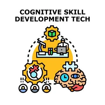 Cognitive skill development technology concept illustration Stock Illustration