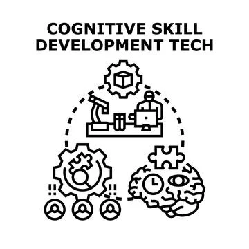 Cognitive skill development technology concept illustration Stock Illustration