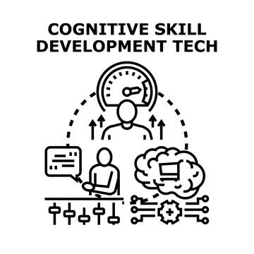 Cognitive skill development using digital technology concept Stock Illustration