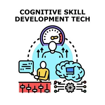 Cognitive skill development using digital technology concept イラスト素材