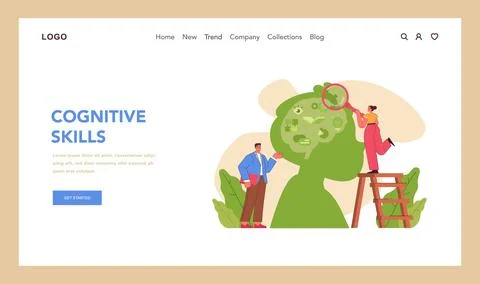 Cognitive skill web banner or landing page. Human cognitive function Stock Illustration