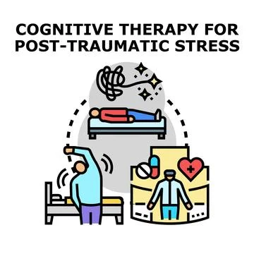 Cognitive therapy healing post traumatic stress concept illustration Stock Illustration