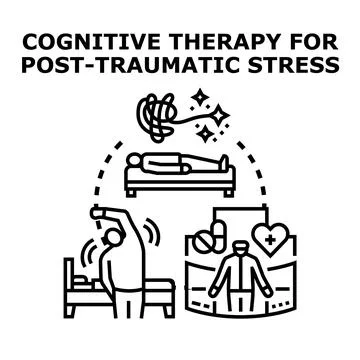 Cognitive therapy healing post traumatic stress concept illustration Stock Illustration