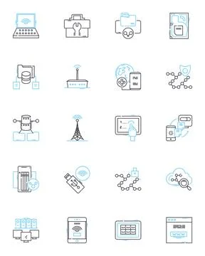 Cognitive therapy linear icons set. Thoughts, Behavior, Emotions, Mindfulness Stock Illustration