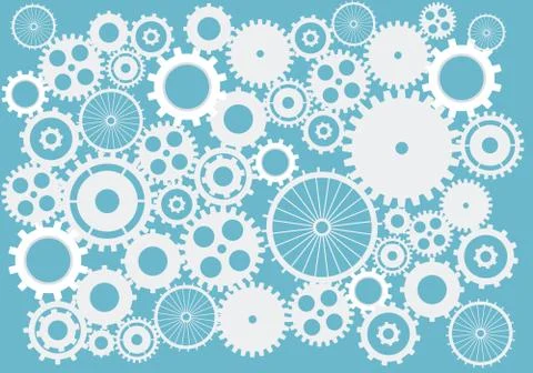 Cogs and gears. abstract background vector in blue on isolated background Stock Illustration
