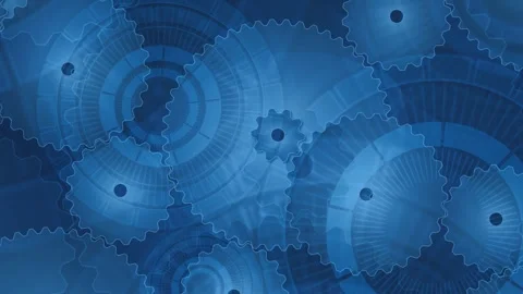Cogs and gears abstract loopable background design, blue mechanical clockwork Stock Footage 320457281