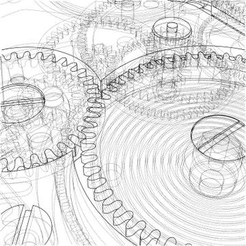 Cogs and Gears of Clock. Vector Stock Illustration