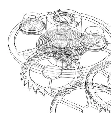 Cogs and Gears of Clock. Vector Stock Illustration