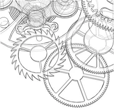 Cogs and Gears of Clock. Vector Stock Illustration