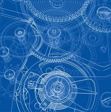 Cogs and Gears of Clock. Vector Stock Illustration