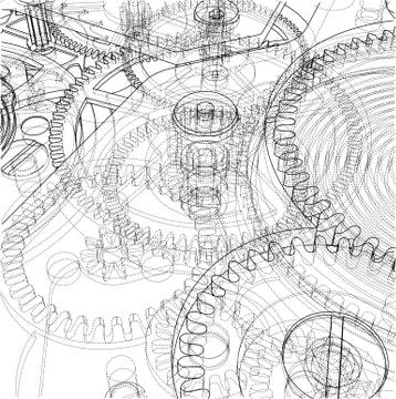 Cogs and Gears of Clock. Vector Stock Illustration