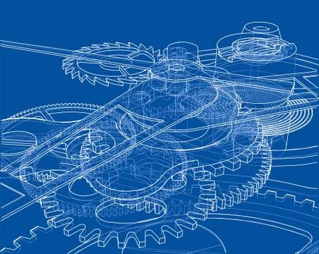 Cogs and Gears of Clock. Vector Illustrazione stock