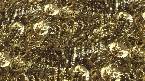 COGS and GEARS Flyover, GOLD. Fly over a pattern of technical gold cogs, Stock Footage 244853868