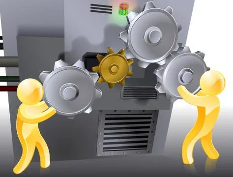 Cogs and gears people Stock Illustration