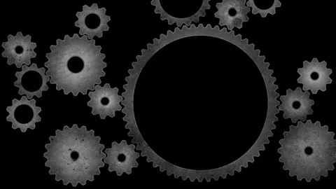Cogs and gears - seamless loop of multiple rotating abstract gray grunge Stock Footage 321268410