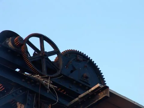 Cogs big structure standing against the blue sky in Tel Aviv port, Israel Stock-Fotos