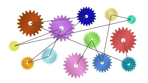 Cogs connected. Concept of teamwork.  Stock Illustration