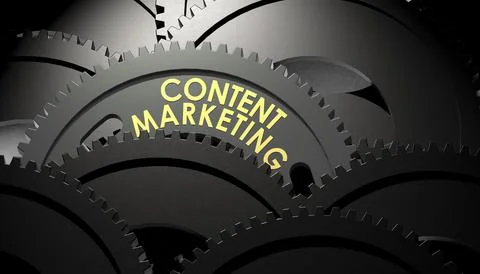 Cogs with content marketing word Stock Illustration