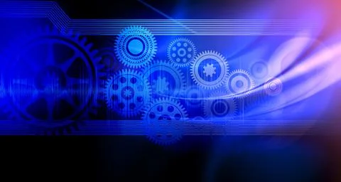 Cogs futuristic global Molecules technology with linear and polygonal pattern Stock Illustration