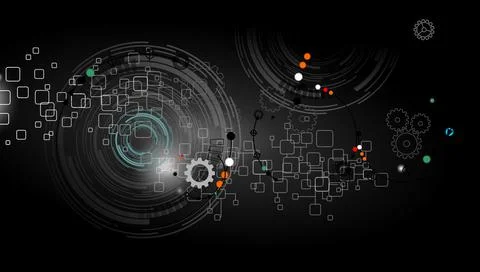 Cogs futuristic global Molecules technology with linear and polygonal pattern Stock Illustration