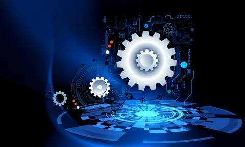 Cogs futuristic global Molecules technology with linear and polygonal pattern Stock Illustration