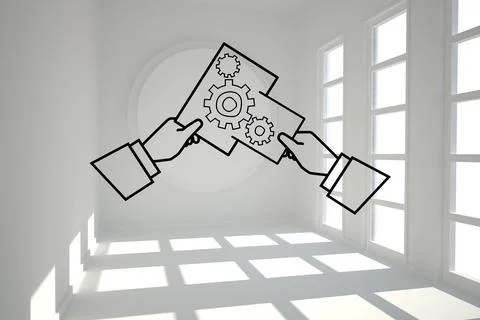 Cogs graphic in bright room Stock Illustration