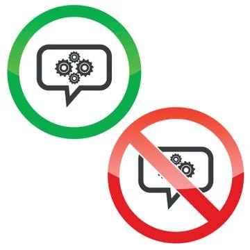 Cogs message permission signs Stock Illustration
