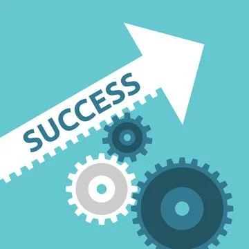Cogs moving success arrow Stock Illustration