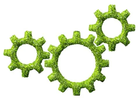 Cogs or gears from the green grass. Stock Illustration