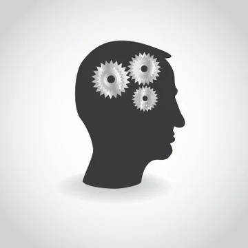 Cogs or gears in human head - illustration Stock Illustration
