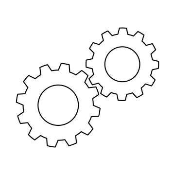 Cogs or gears icon, doodle style flat vector outline for coloring book Stock Illustration