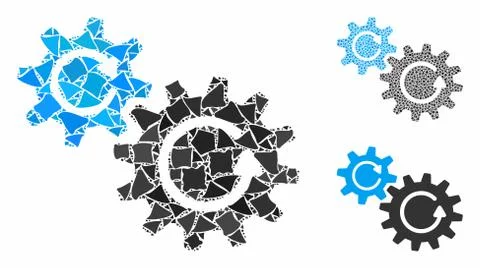 Cogs rotation Mosaic Icon of Rugged Elements Illustrazione stock