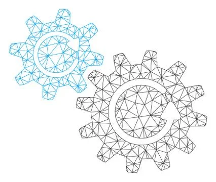 Cogs Rotation Polygonal Frame Vector Mesh Illustration Illustrazione stock