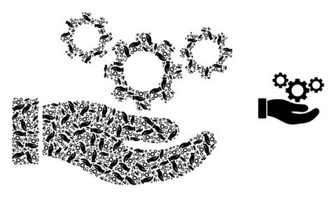 Cogs Service Hand Fractal Composition of Self Icons Stock Illustration