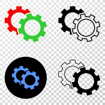 Cogs Vector EPS Icon with Contour Version Stock Illustration