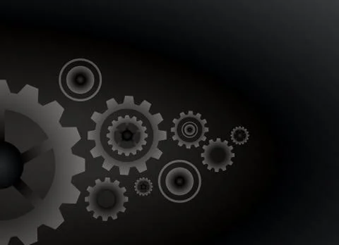 Cogs wheels black color background Stock Illustration