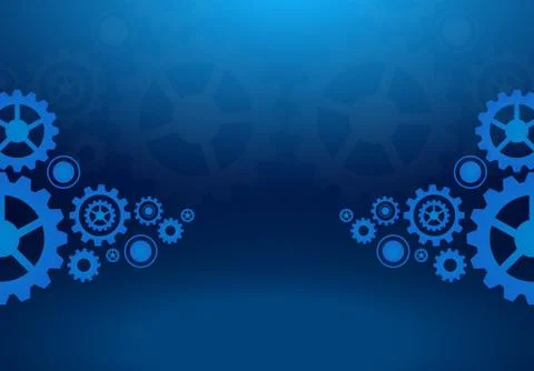 Cogs wheels blue dark background Stock Illustration