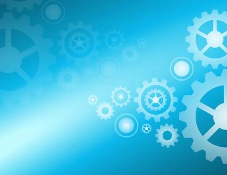 Cogs wheels blue lights background Stock Illustration