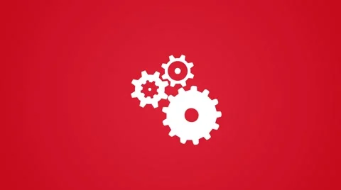 Cogs working loading screen style motion background seamless loop red white Stock Footage 62277005
