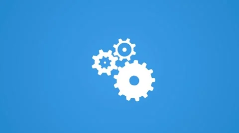 Cogs working loading screen style motion background seamless loop blue white Video stock 62277204