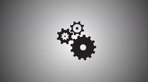 Cogs working loading screen style motion background seamless loop silver black Video stock 62277363