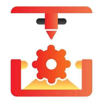 Cogwheel 3d printing flat icon. 3d printing mechanics color icons in trendy flat イラスト素材