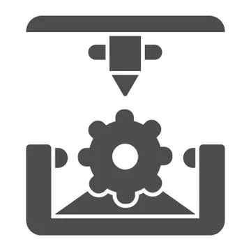 Cogwheel 3d printing solid icon. 3d printing mechanics vector illustration Stockillustratie