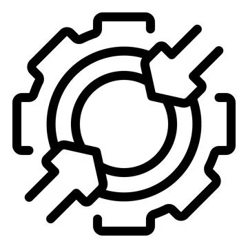 Cogwheel with arrows pointing to the center representing focusing on solutions Illustrazione stock