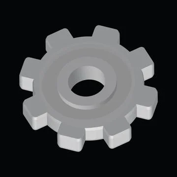 Cogwheel, black background, 3d like Stock Illustration