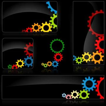 Cogwheel Black Banner Stock Illustration