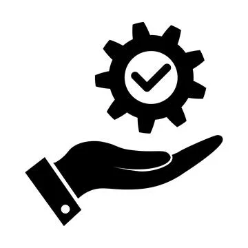 Cogwheel with check on hand. Successful process Stock Illustration
